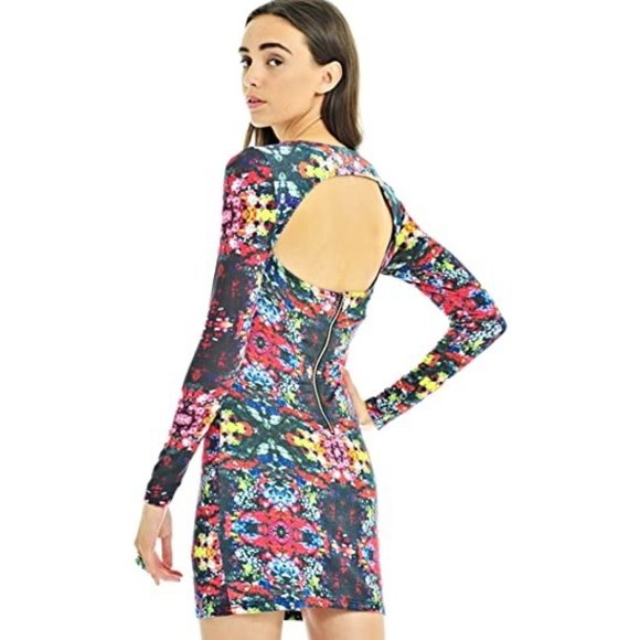 MINKPINK Open Back Multicolored Mini Bodycon Dress - Picture 1 of 11